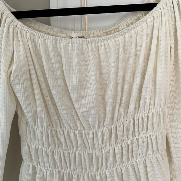 The Impeccable Pig Peasant Blouse Quarter Sleeve Cropped - Picture 2 of 4